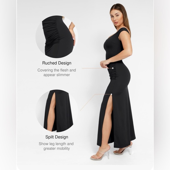 Popilush Formal Dress Off Shoulder Maxi Dress with Built in Shapewear NWOT - Picture 4 of 9